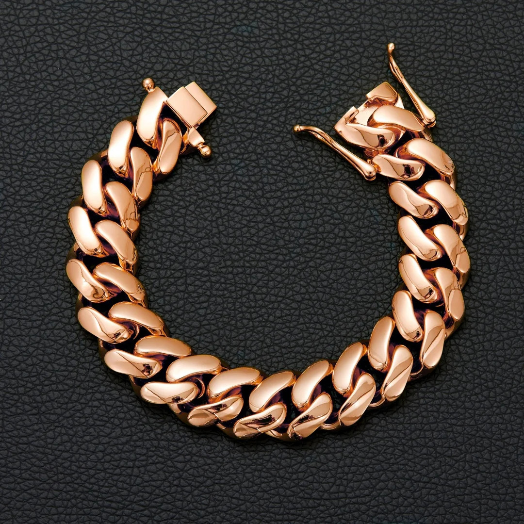 822mm Hip Hop Bling Rose Gold Color 316L Stainless Steel Dense Cuban Miami Link Chain Necklaces for Unisex Rapper Jewelry 250903