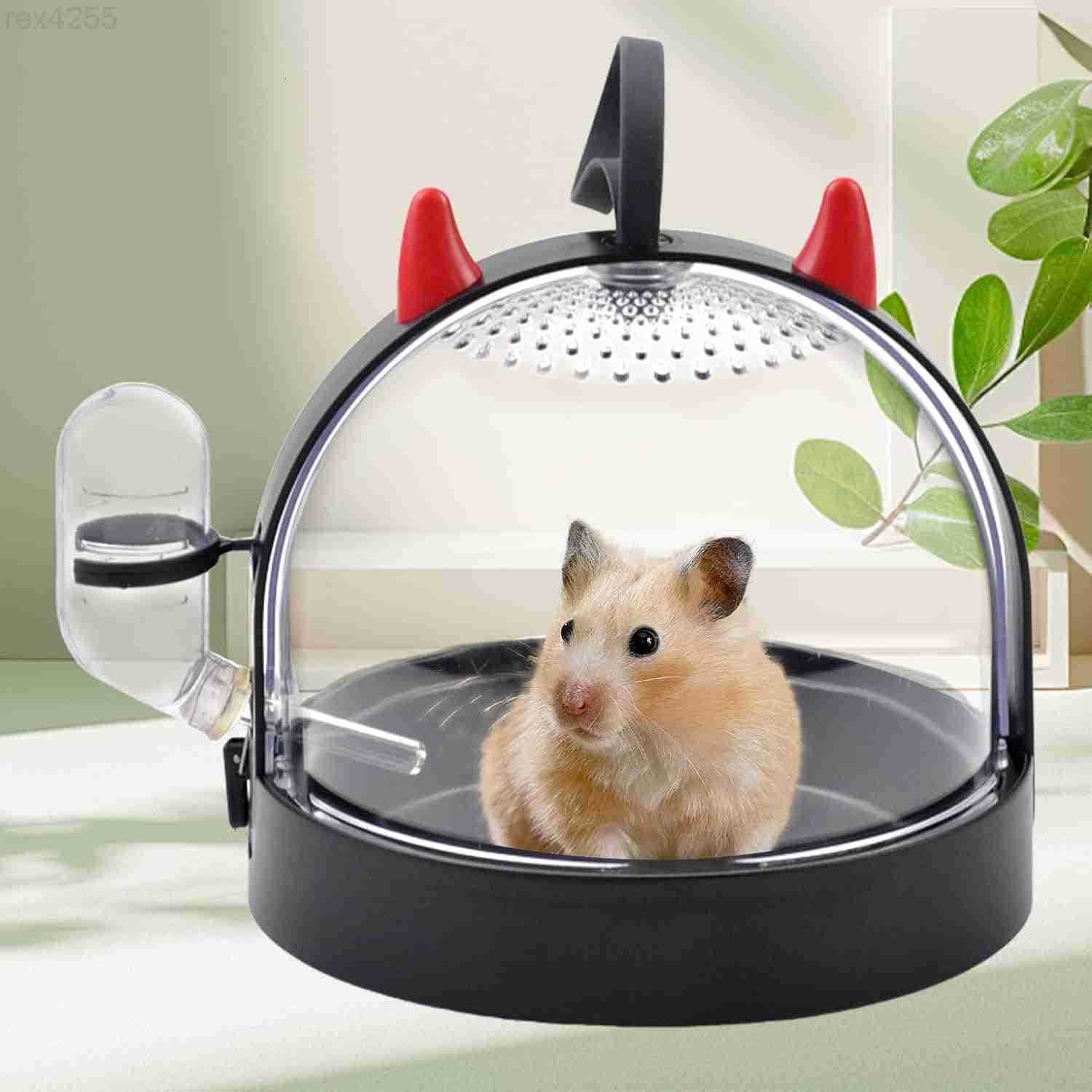 Cage Travel Bag High Permeability Hamster Travel Carrier with Water Bottle Small Pet Hamster Travel Carrier Cage for Hamster Gerbils Mice Guinea PiW25