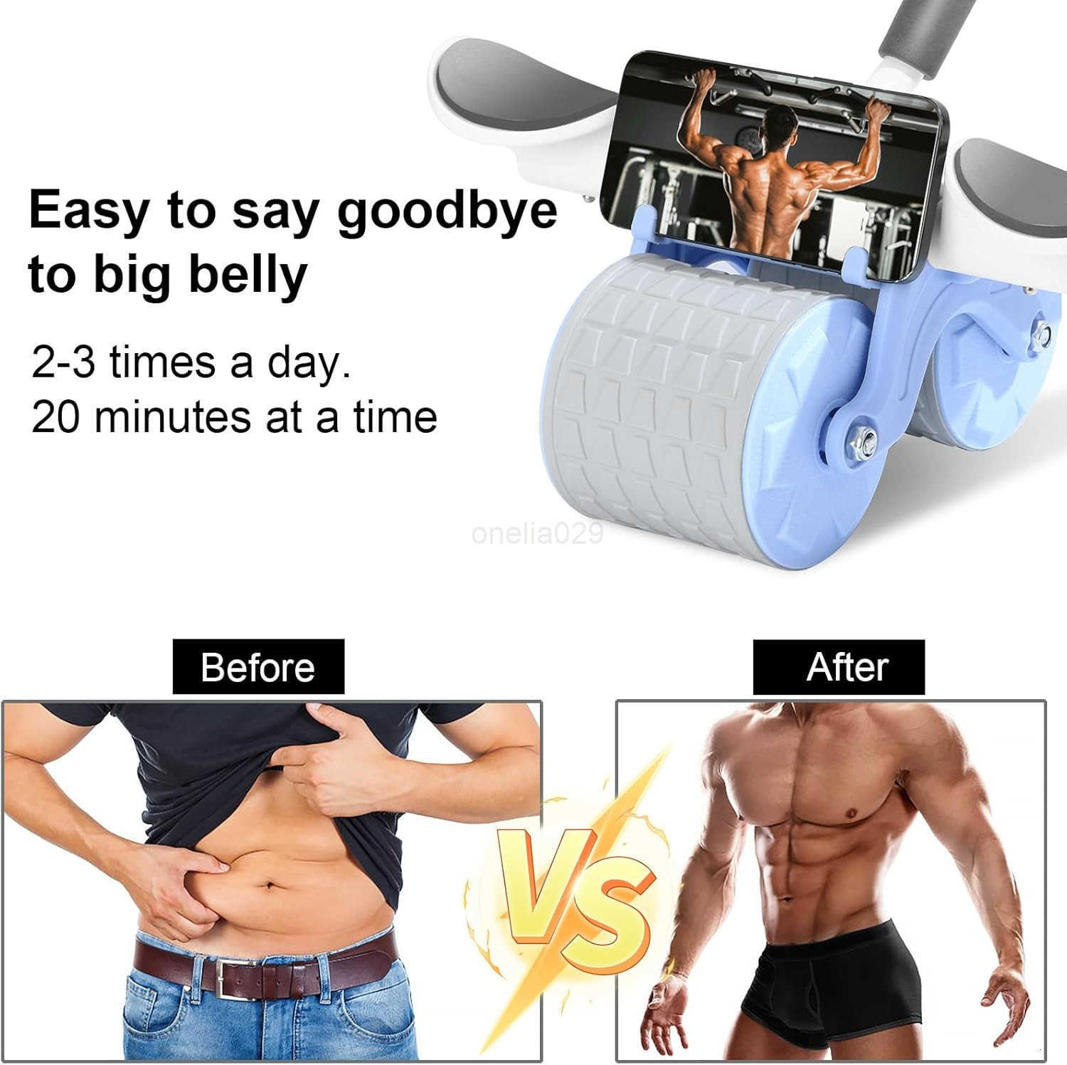 2025 New Ab Roller Wheel with Knee Mat Timer Automatic Rebound Abdominal Wheel Ab Abdominal Exercise Roller with Elbow Support Abs Workout Equipment A