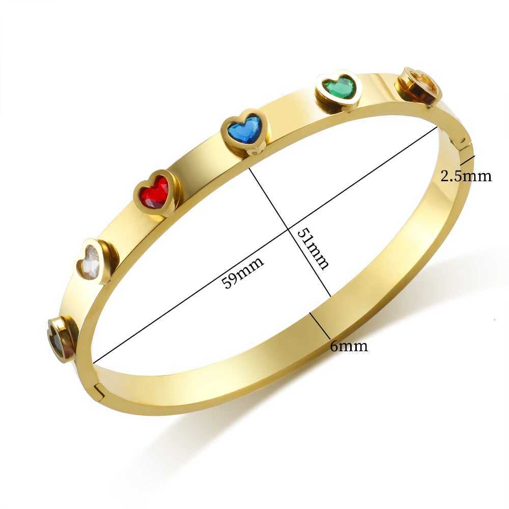 New Trend Stainless Steel Colorful Zircon Shed Bracelet for Women Friendship Bangle Jewelry Gift Y250904