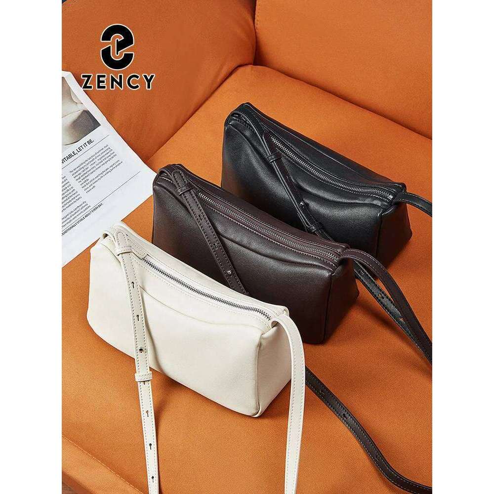 Zency Two-layer Cowhide Vintage Women's Handbag Lightweight Shoulder Crossbody Versatile Soft Summer Phone Bag for Shopping Work
