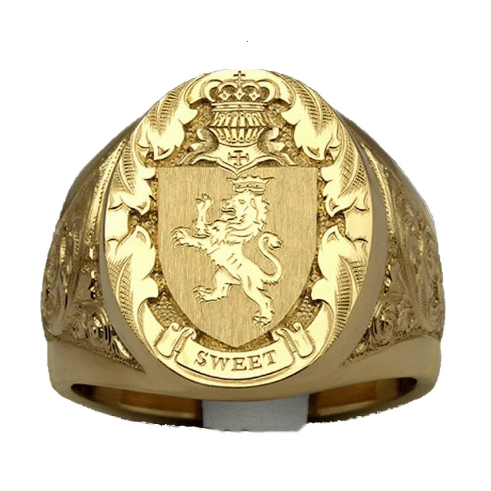 Simple Fashion Niche Domineering Crown Lion Ring Royal Seal Personalized Domineering Street Fashion Party Mens Ring Accessories 250903