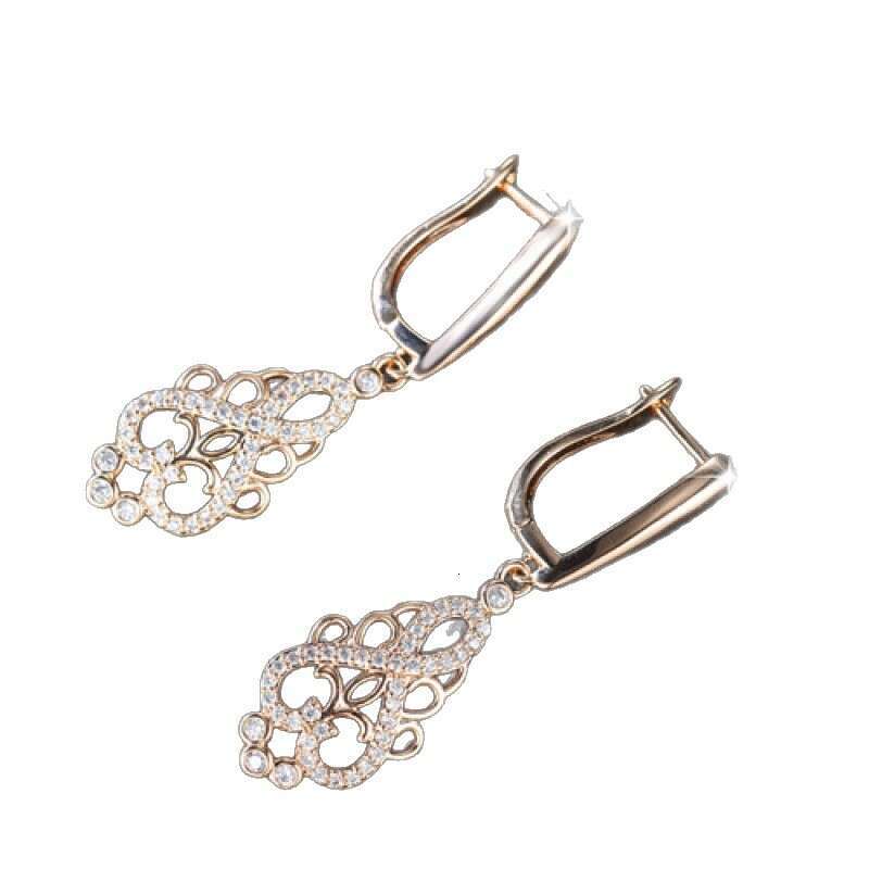Rose Gold Hollow Crystal Drop Earrings Elegant Vintage Filigree Design Versatile Statement Jewelry for Women Ideal Gift for Parties Weddings Daily Wea