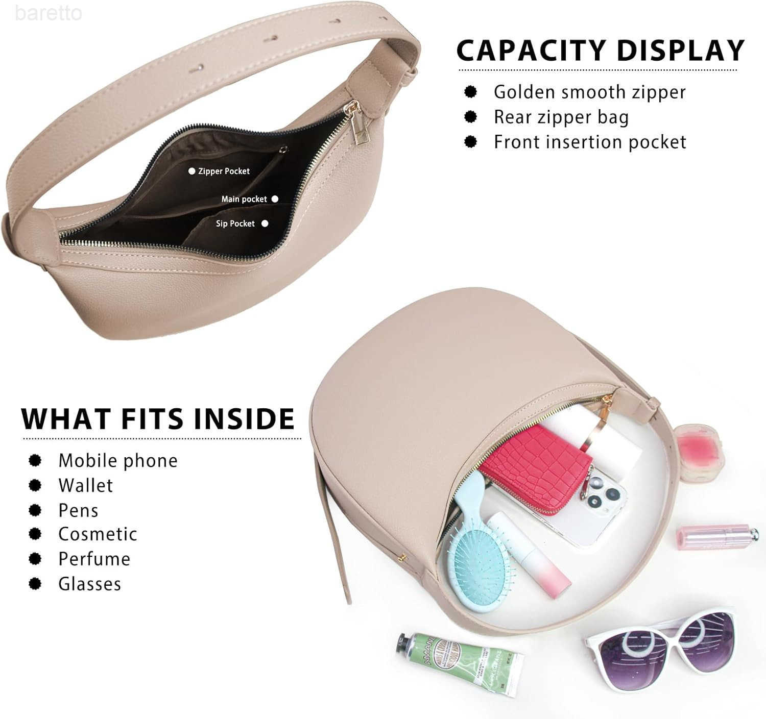 Women Crescent Shoulder HandbagLarge Capacity Crossbody Hobo Purse Trendy Crescent Bag Clutch Handbag with Adjustable Strap M250903