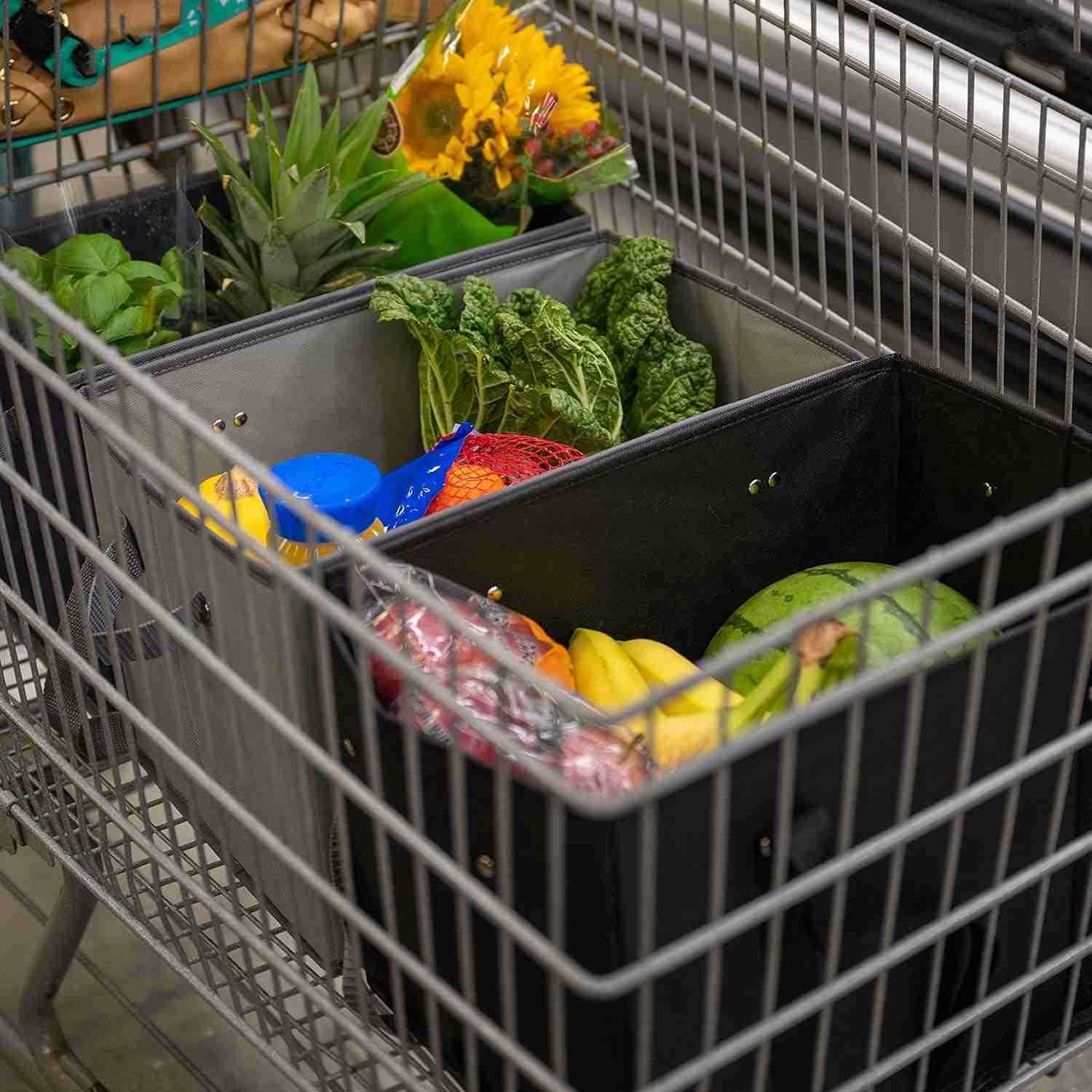 4pk Reusable Grocery Bags Shopping Bags Tote Box Large Heavy Duty Groceries Bag Handles Foldable Reinforced Bottom Navy BlueGrayW250904