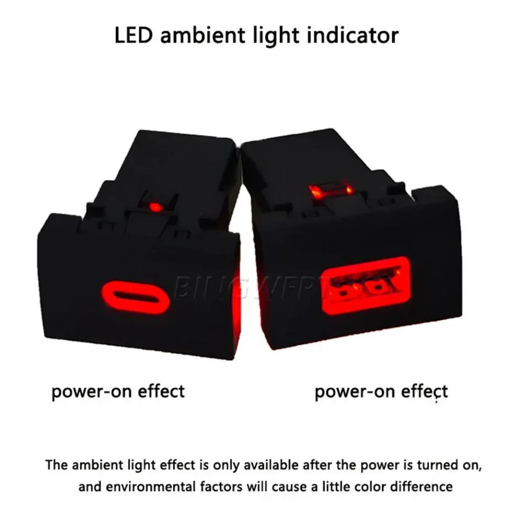 1PC Car Charger Socket QC3.0 fast charge USB charging Outlet Power Adapter Phone For VW POLO 2011 - 2013