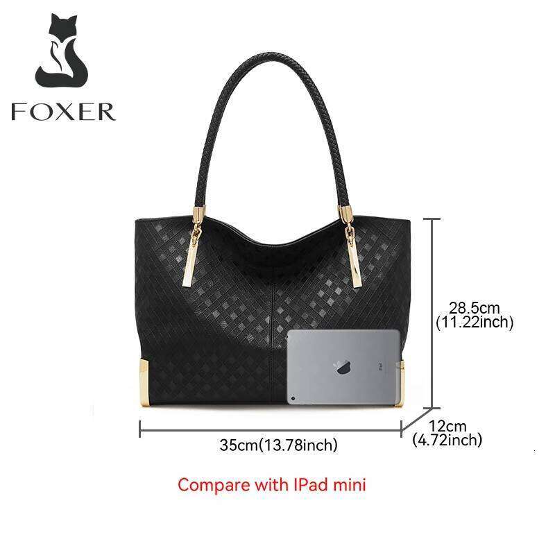 FOXER Brand Genuine Leather Handbag Winter Women Original Design Shoulder Tote Large Capacity Lady Bag Chrismas Gift
