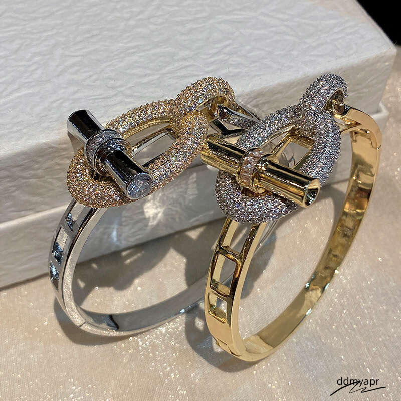 New Horizontal Bar OT Ddmyday Series Ring Bracelet Set Pig Nose Light Copper Inlaid With Zircon Ddmyday