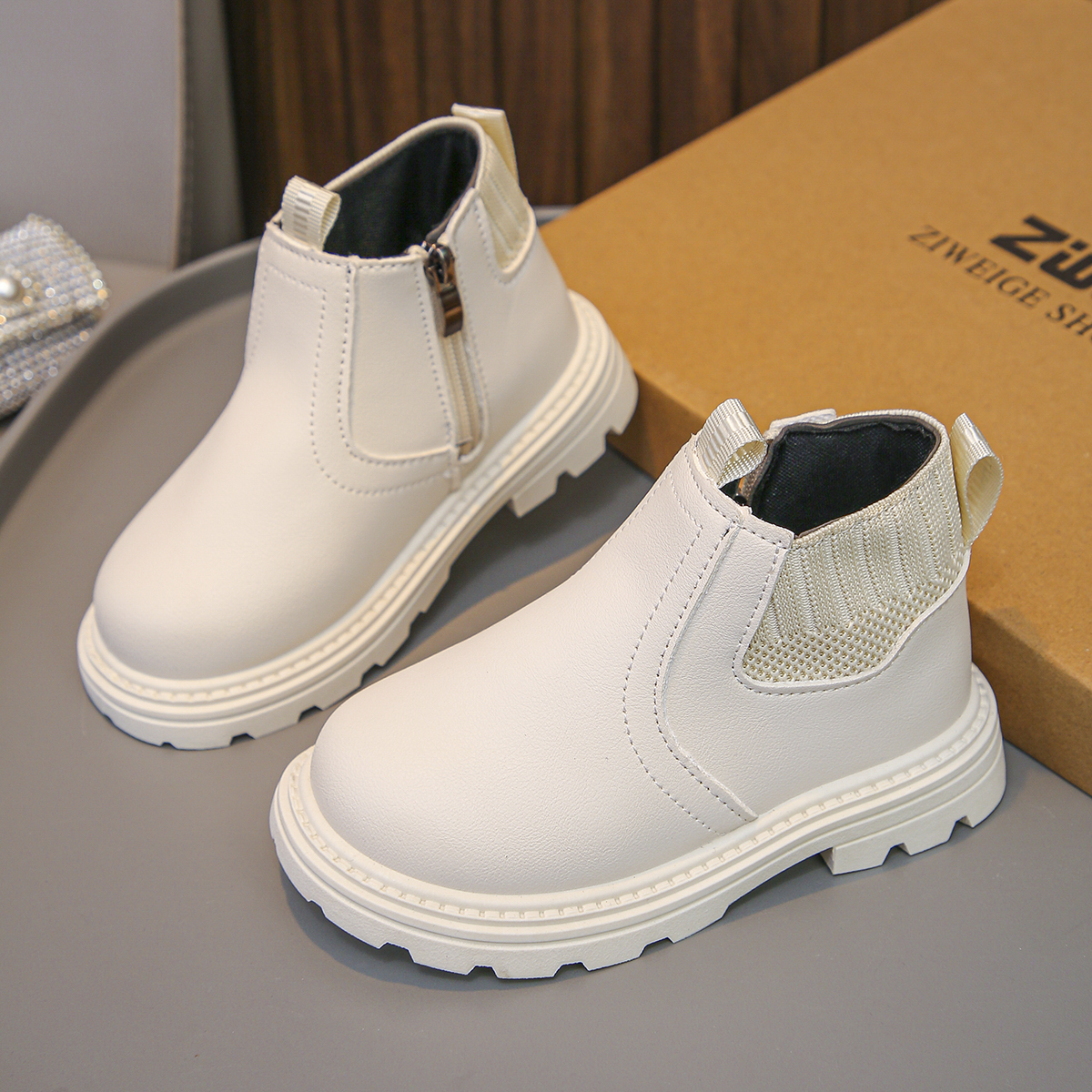 High-top genuine leather marten boots for women