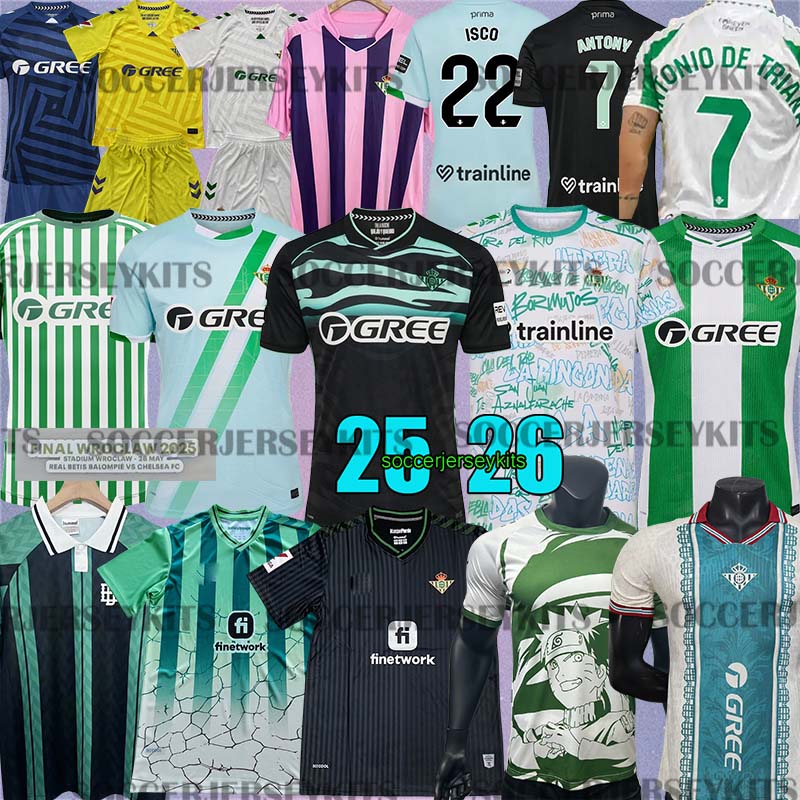 real betis 25 26 Soccer Jerseys ANTONY 7 Camiseta de Futbol Men Kids equipacion betis jersey football shirts camiseta Betis ISCO gk kits retro green