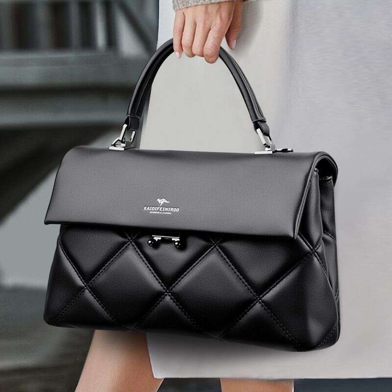 Cross Border Autumn And Winter New Fashion Bags Urban Simple Hand Held Messenger Rhombus Soft Leather Women's Bag