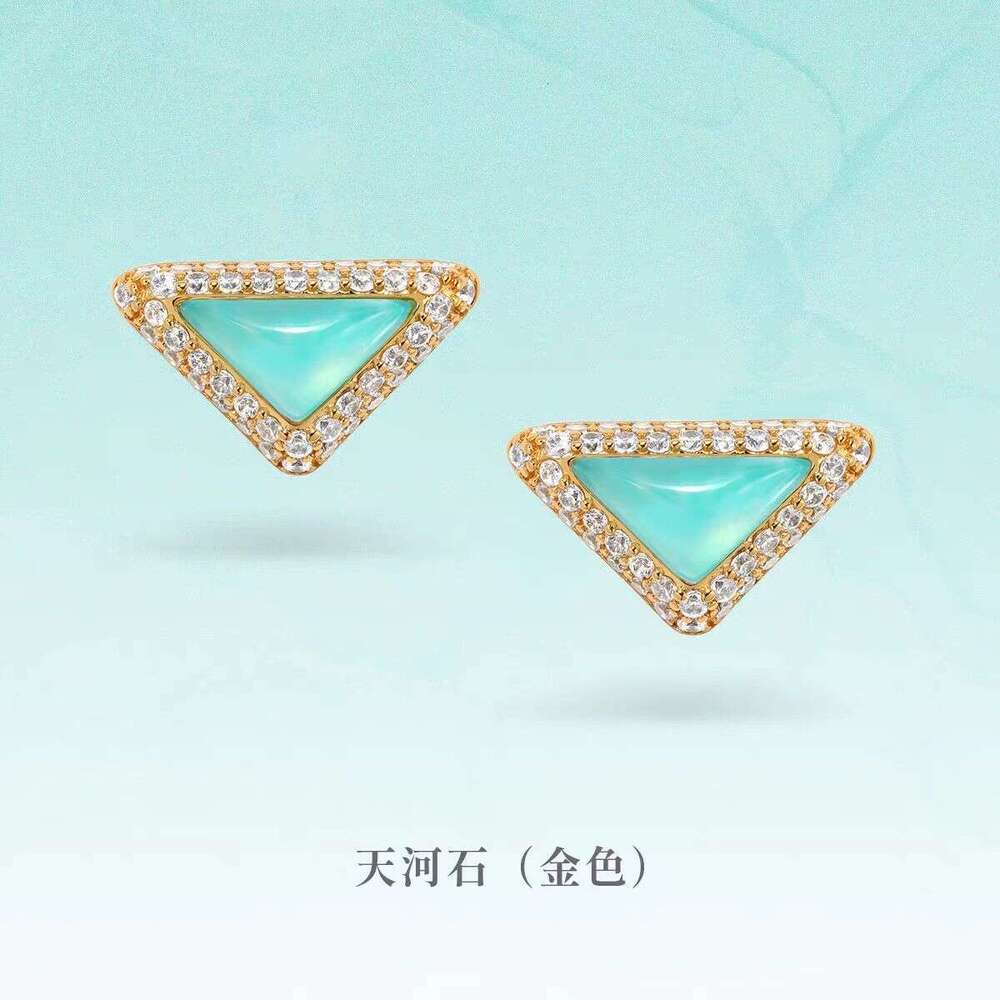 DH collections Festival Gift Colorful Series Natural Stone Triangle Light Niche Design High-end White Mother-of-Pearl Earrings for Women
