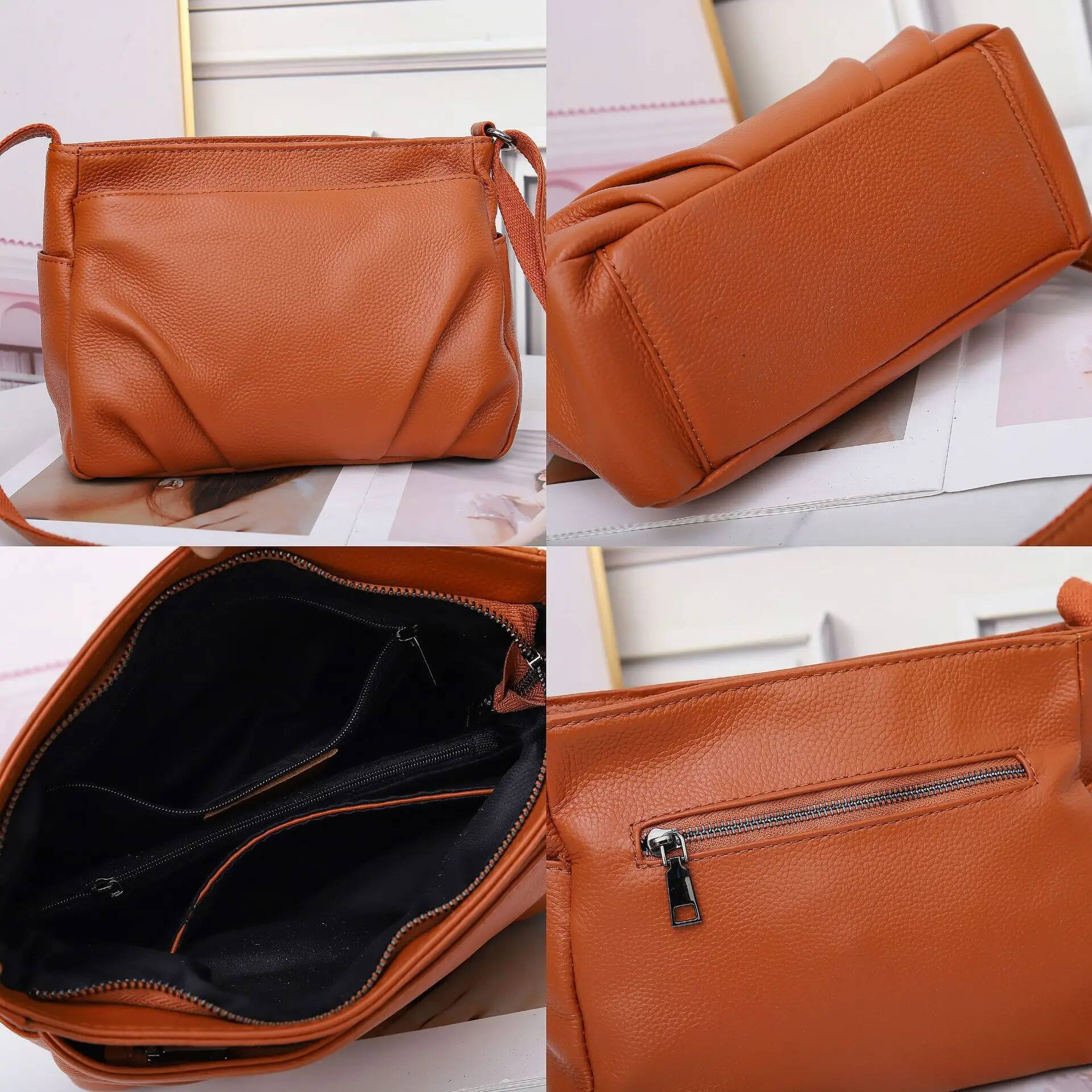 Women's Full-Grain Cowhide Leather Shoulder Bag - Spacious Convertible Tote with Multi-Compartment Organizer Commuter Handbag