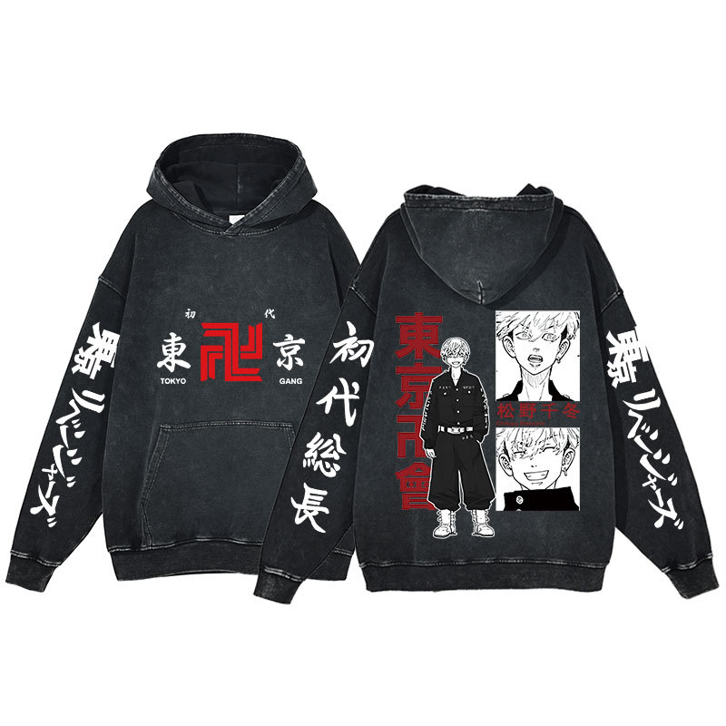 Anime Tokyo Revengers New Hoodie Print Harajuku Washed Hooded Sweatshirt Men's - VT2745