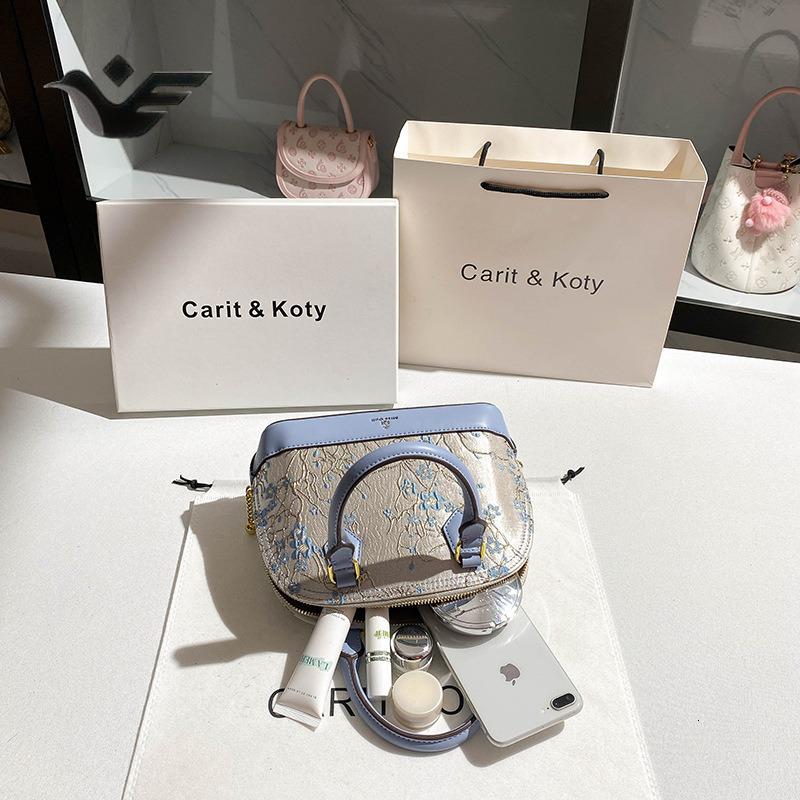 Feiyan Free Shipping New Designer Bag Luxury Shopping Bag One Piece Dropshipping Chinese Style Heavy Embroidery Shell Bag High-end Color-blocking Hand