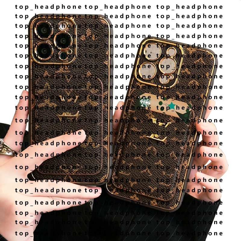 Designer Leather PhoneCases For iPhone 17 16 15 plus 13 12 11 Plus Fitted Cases Fashion Phone Case with Card Holder Luxury phone Case For Samsung Galaxy S24 S23 Ultra