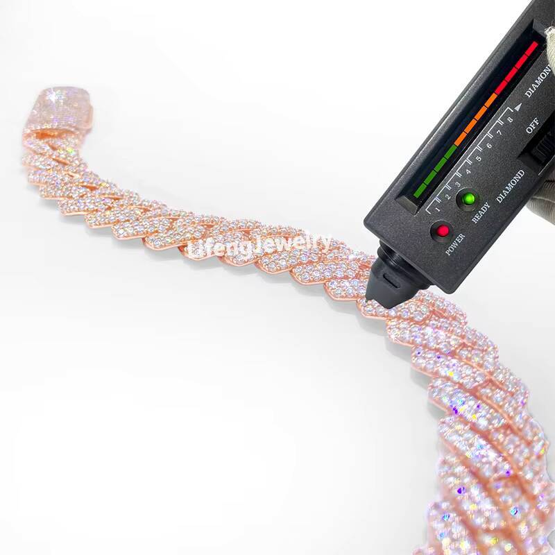 High Quality Moissanite Bracelet HipHop Jewelry 10mm 2Rows Cuban Link Chain 925 Silver Iced Out Cuban Bracelet Necklace With GRA