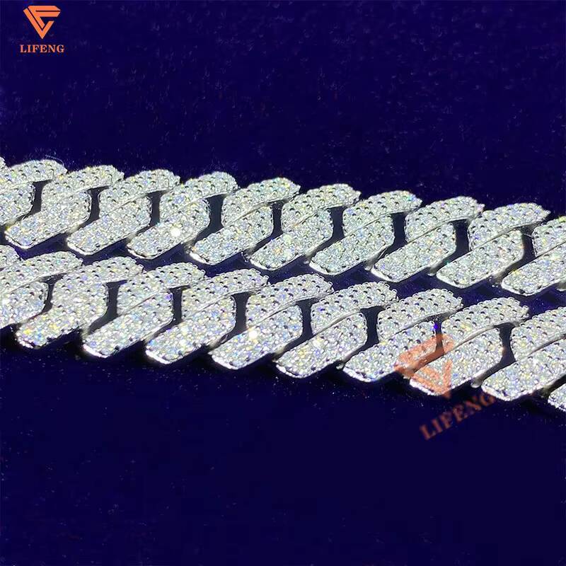 New Style 10mm 2 Rows Thick Solid 925 Sterling Silver Men Hip Hop Jewelry Iced Out VVS Moissanite Cuban Link Chain Necklace