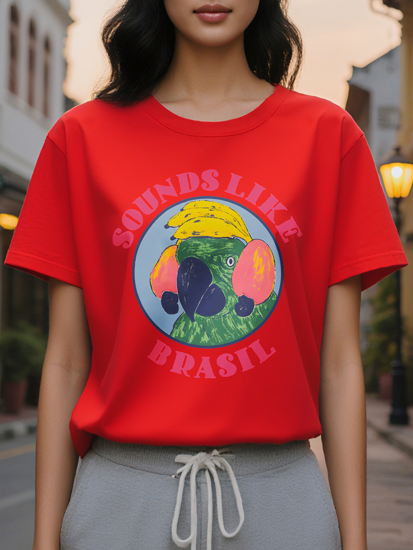 Women's casual letter print T-shirt, round neck, short sleeves, cotton, washable, perfect for summer