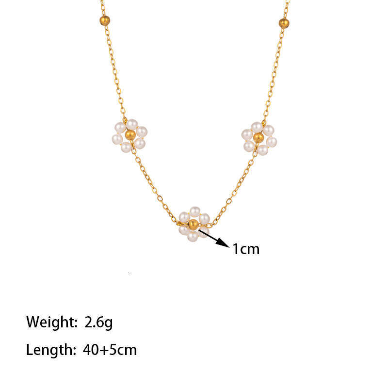New Style Pearl Flower Titanium Steel Necklace Collarbone Chain for Women Lightweight Design Bracelet Jewelry