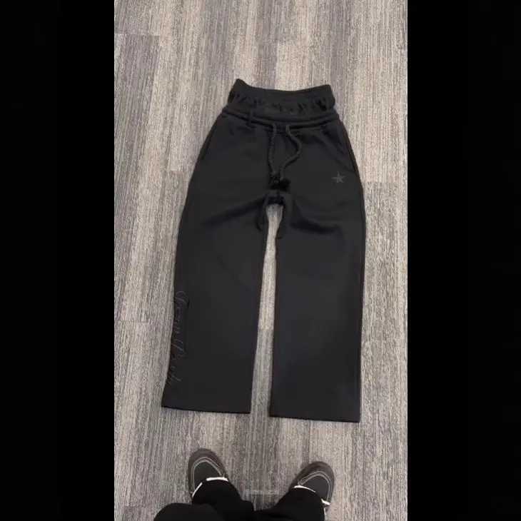 Double Waisted Sweatpants Men Y2k Baggy Sweatpants Drawstring Wide Leg Gym Workout Pants Loose Vintage Grunge PantsXJ250904