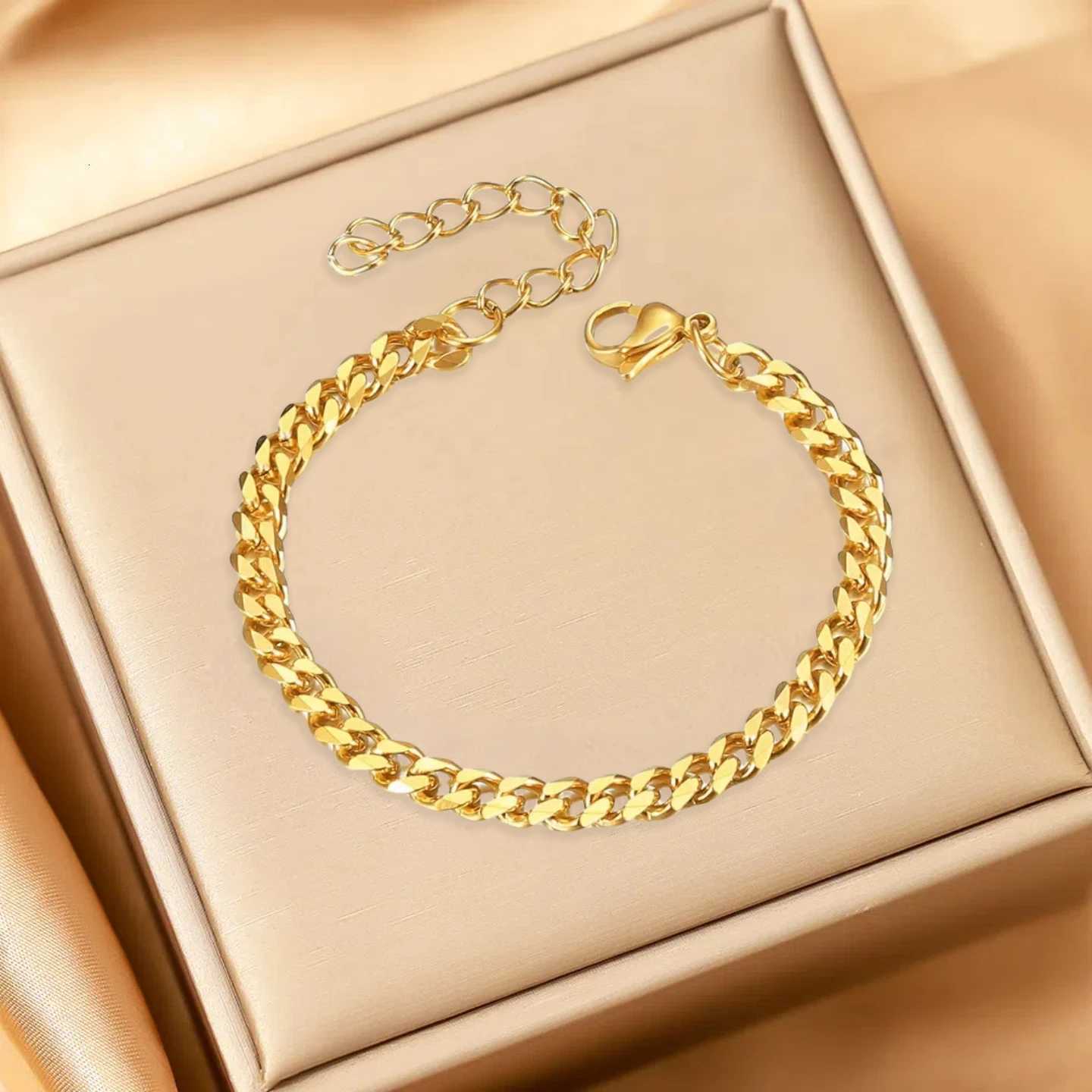 Punk Fashion 4mm Miami Curb Cuban Chain Link Bracelet Gold Silver Color Stainless Steel Hand Chain for Men Women Jewelry Gift W250904