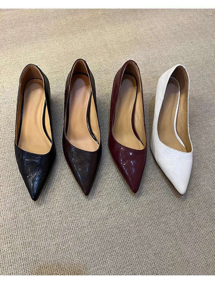 French Style Commuter Designer Shoe High Heels Women Pointed Toe Shallow Mouth Elegant Slip-On Mary Jane Shoes