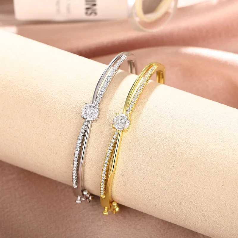 Ladies Inlaid Circular Zircon Cross Design Line Bracelet Luxurious Jewelry and Headwear for European and American Banquets W250904
