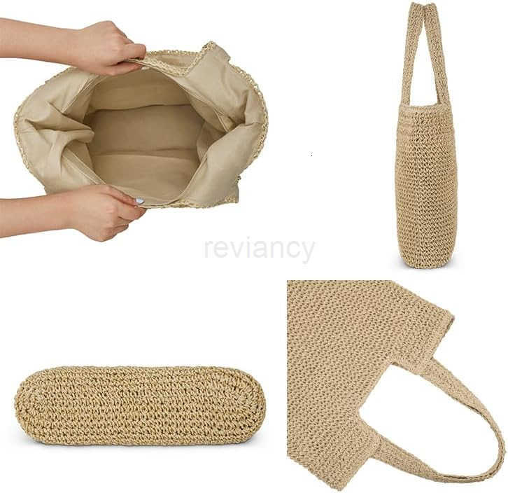 Tote Bag Large Summer Boho Woven Bags Rattan Handmade Shoulder Handbags for WomenW250904