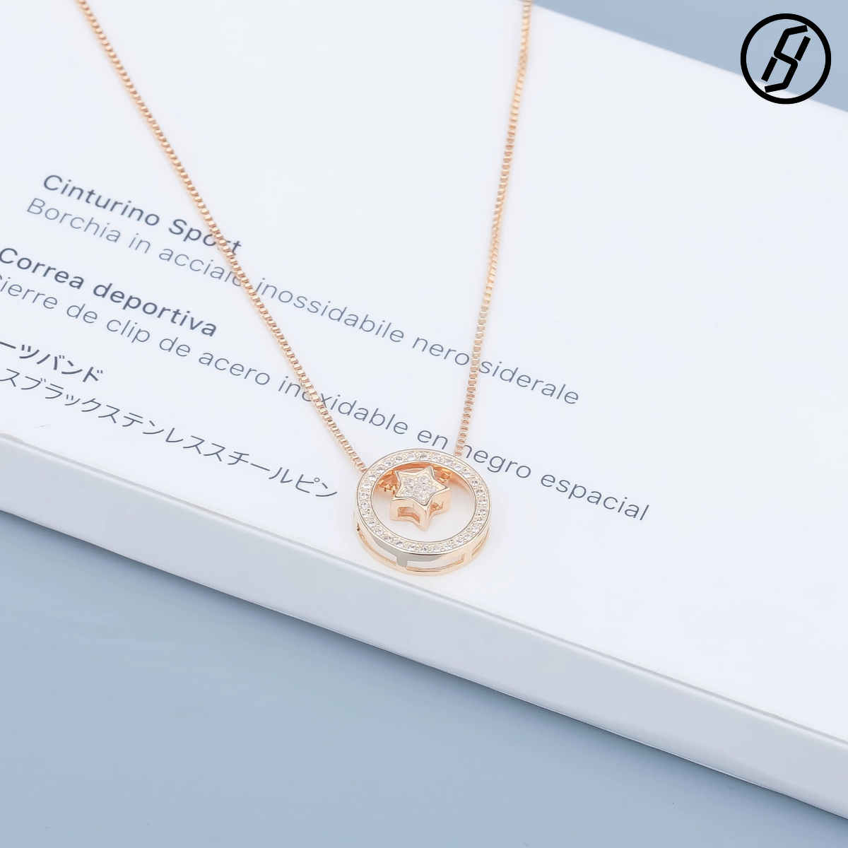 Round Star Necklace for Women Micro Inlay Diamond Water Sailor Moon Retro Circle Single Diamond Diamond Necklace Boutique Craft Designer Jewelry Origi