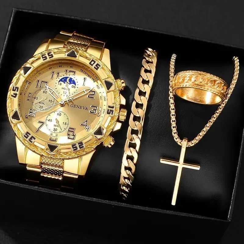 14pcs Luxury Business Men Quartz Wristwatch Alloy Case Round Dial Business Watch Fashion Jewelry Set ryday Accessories X250904