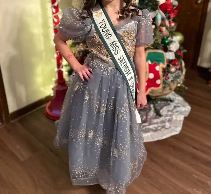 4-13 year old elegant girl party dress with sequins embroidered mesh gorgeous ball evening dress formal cocktail girl princess dress Z250904