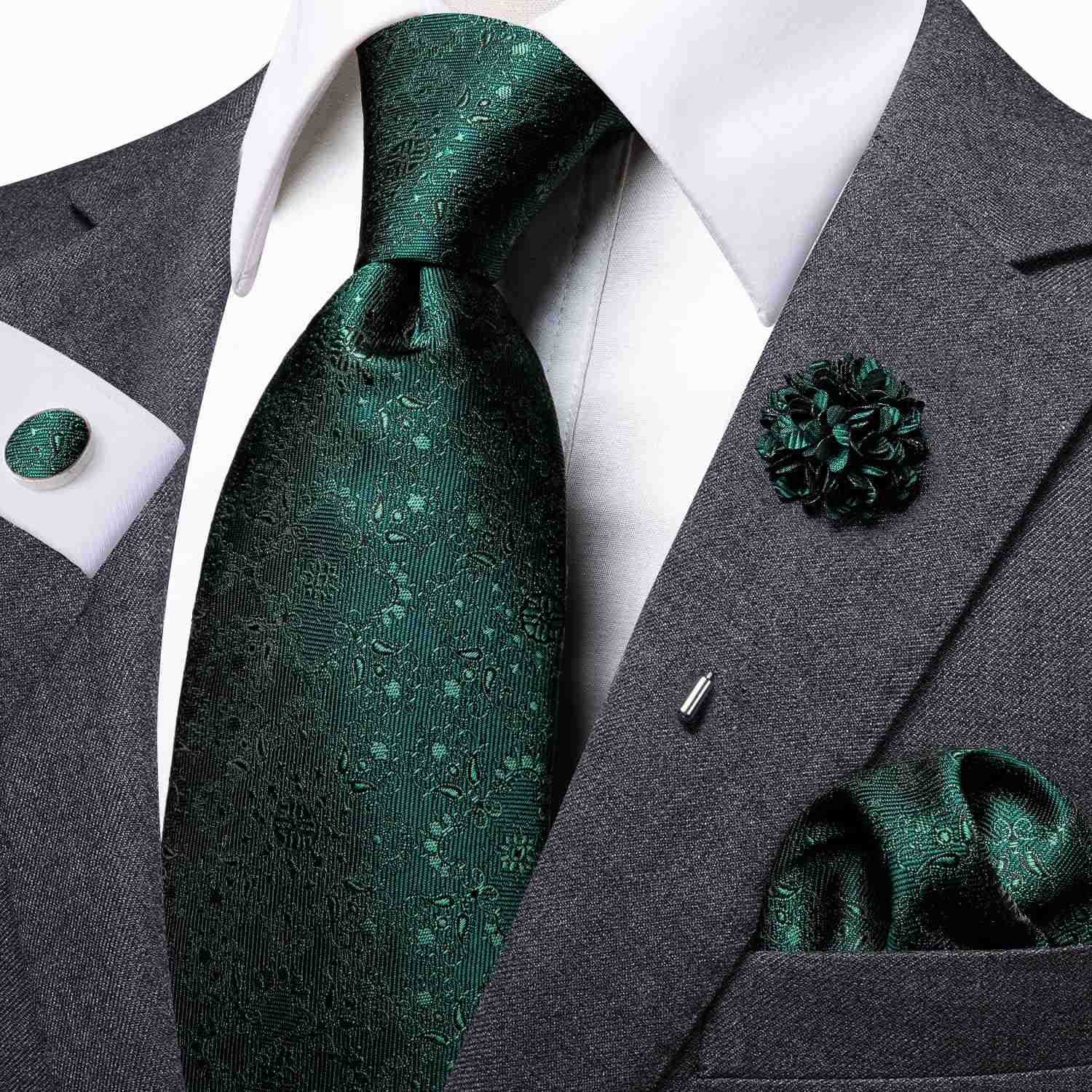 Mens Tie and Lapel Pin Paisley Striped Floral Necktie for Men Pocket Square Cufflinks Wedding PartyW250904