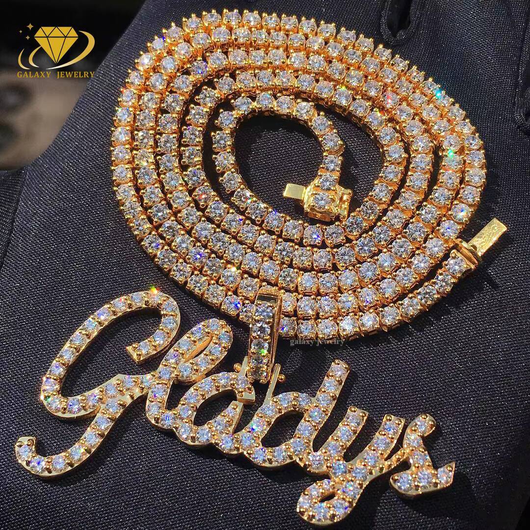 Trendy 2mm 3mm 4mm 5mm Moissanite Tennis Chain Women Jewelry 925 Silver Chain Gold Plated VVS Diamond Tennis Bracelet Necklaces