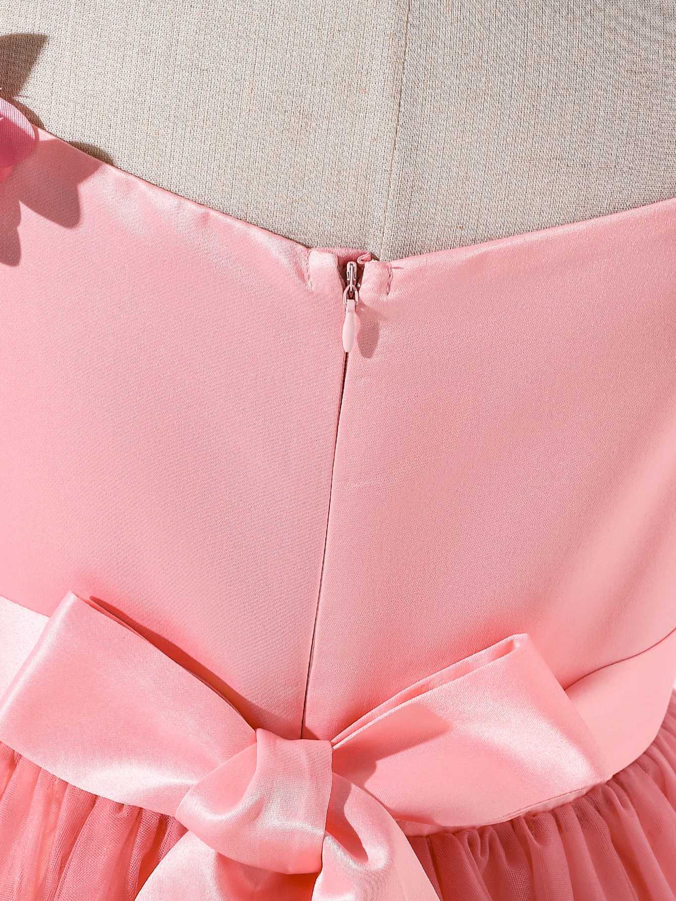 2025 New Childrens Birthday Dress 3D Flower Strapless Gown Childrens Stage Performance Outfit Flower Girl Princess Skirt Z250904