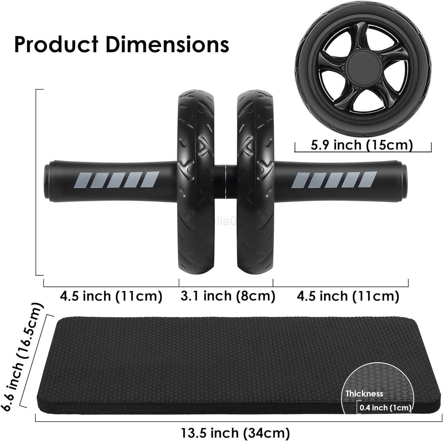 Ab Roller Wheel Home Gym Equipment for Core Workout No Noise Exercise Wheels with Knee Pad Fitness Training Wheel Abs Workout Equipment for Sports W25