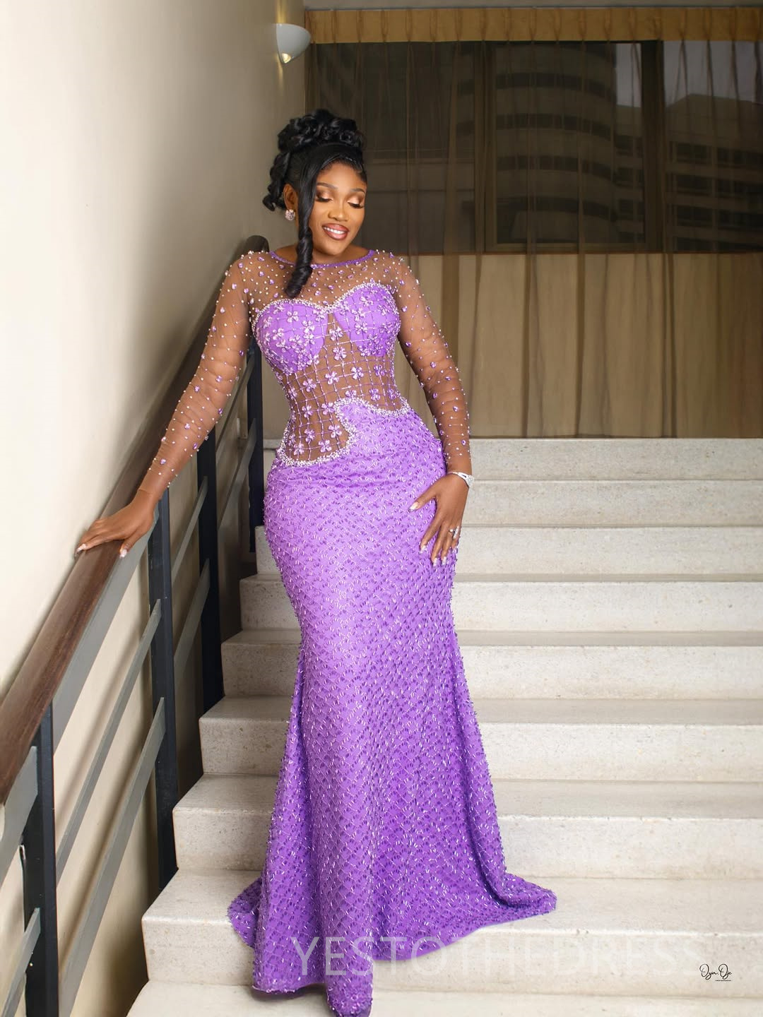 Purple Prom Dress 2025 Evening Dresses Vestidos De Novia Elegant Dresses For Special Occasions Beaded Lace Sheer Neck Birthday Dress Second Reception 