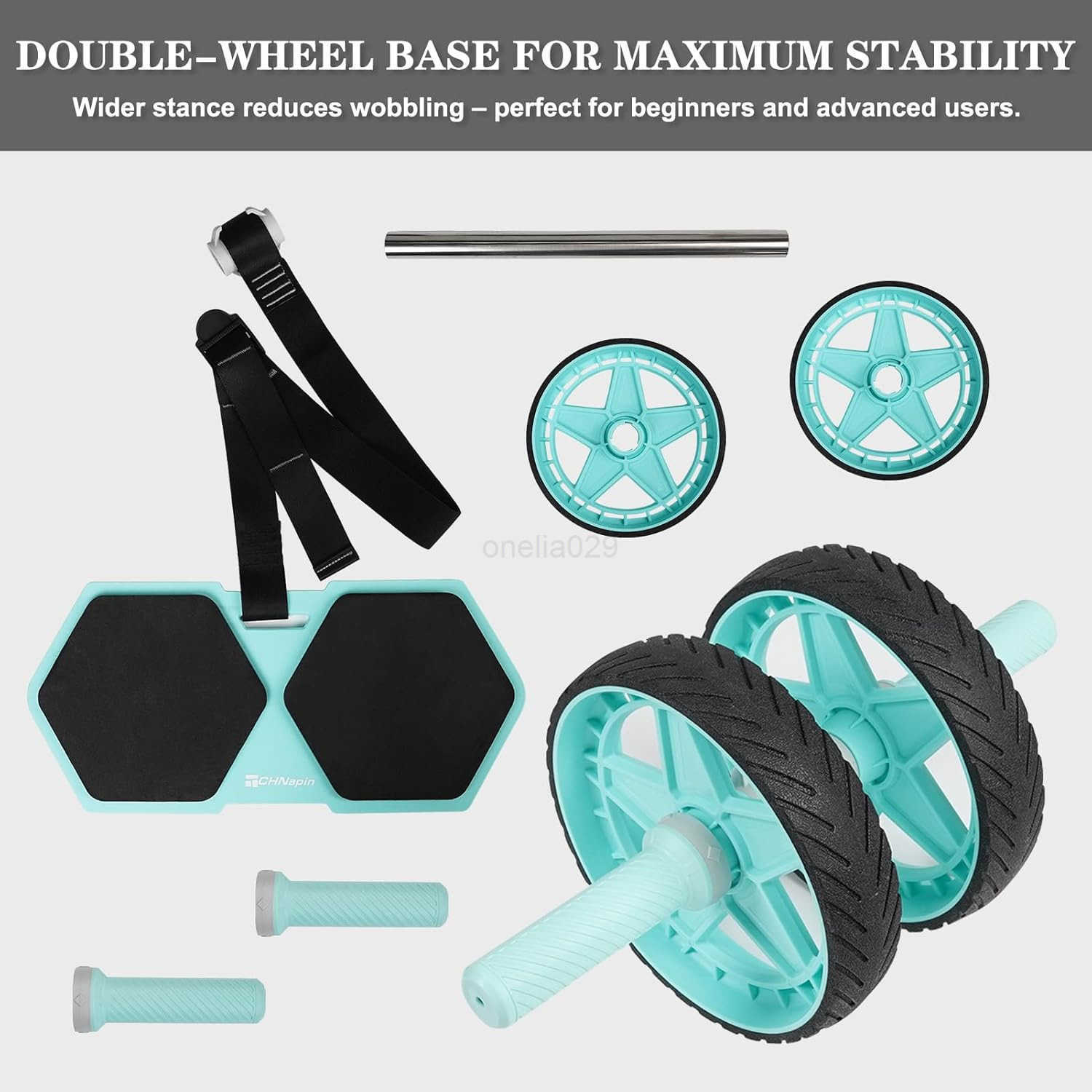 2025 New DoubleWheel Ab Roller for Core Training Rebound Design with Adjustable Elastic Band Silent NonSlip Wheels Detachable Build Knee Pad Bands Hom
