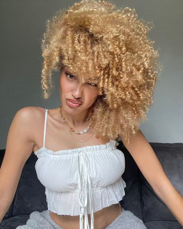 Chic Short high ponytail yellow blonde kinky curly puff bun extension hairpiece with drawstirng clip ins 100%human hair pony tail hair piece 100g 120g