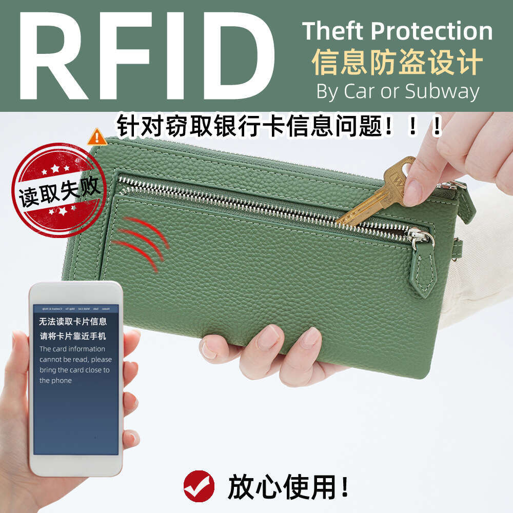 New Zipper Long Korean and Japanese Fashion Multi-Card Slot Large Capacity Top Layer Cowhide Women's Wallet designer wallet B5