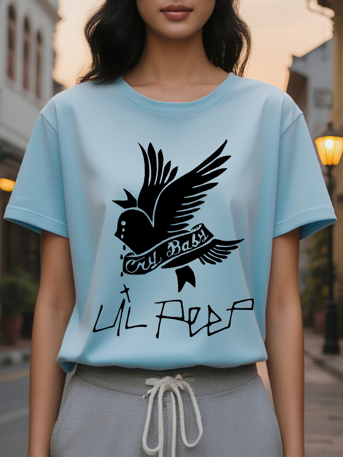 Large XL Peep Women's Bright Pink Graphic T-Shirt Bird The Birds Lettering Design Relaxed Fit Short Sleeve Top for Plus Size