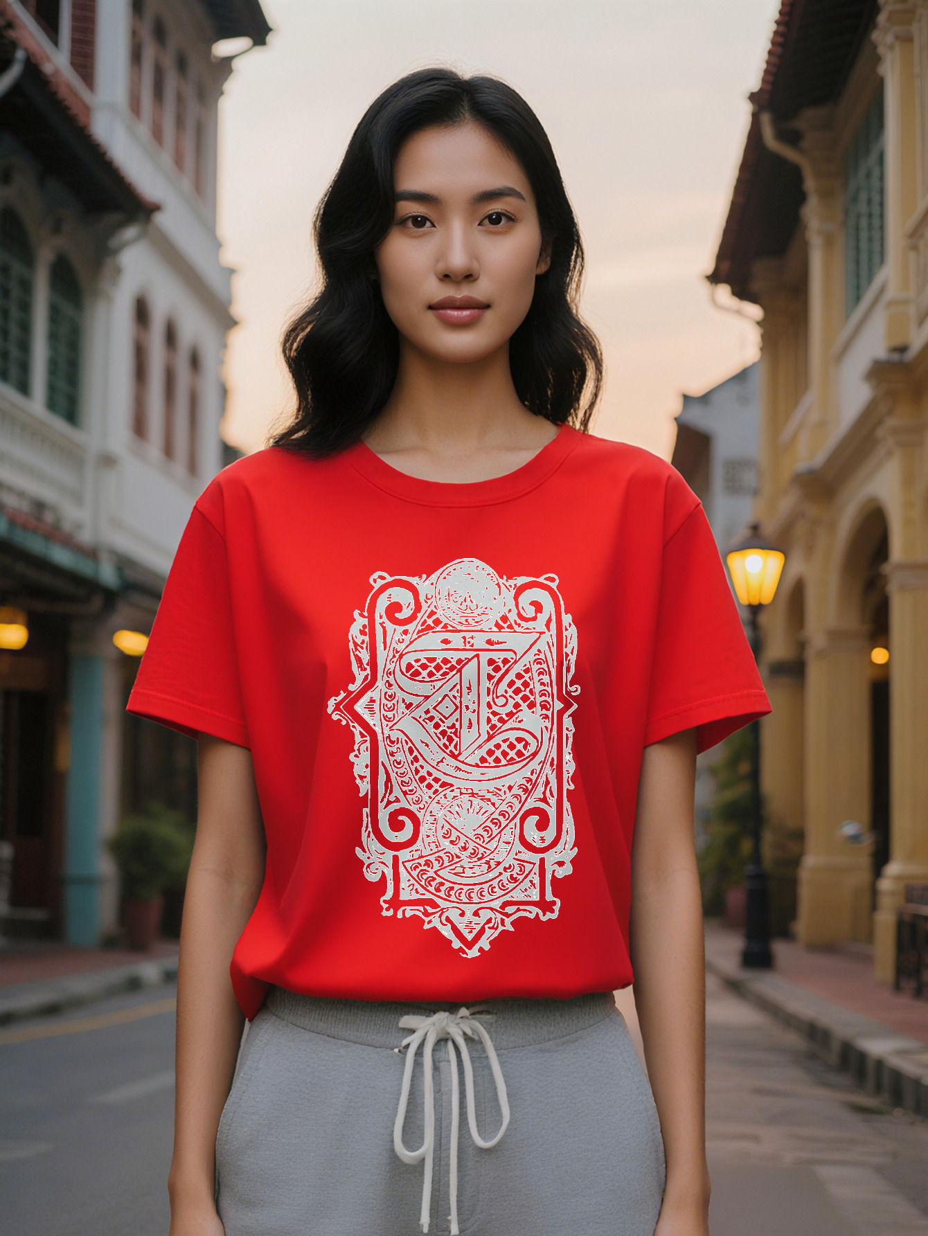 Large XL Casual Versatile Round Neck T-shirt Print Pattern Top for Women Gift Plus Size