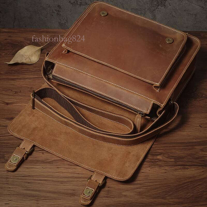 NUKA Retro Genuine Leather Messenger Crazy Horse Cowhide Shoulder Bag Men And Women High Quality Brand Crossbody Bags