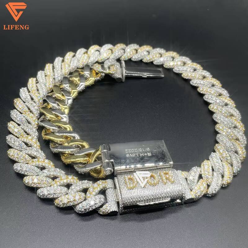 Custom 925 Sterling Silver Mens Hip Hop Cuban Link Chain Iced Out VVS Moissanite Diamond Lock Box Necklace New Design