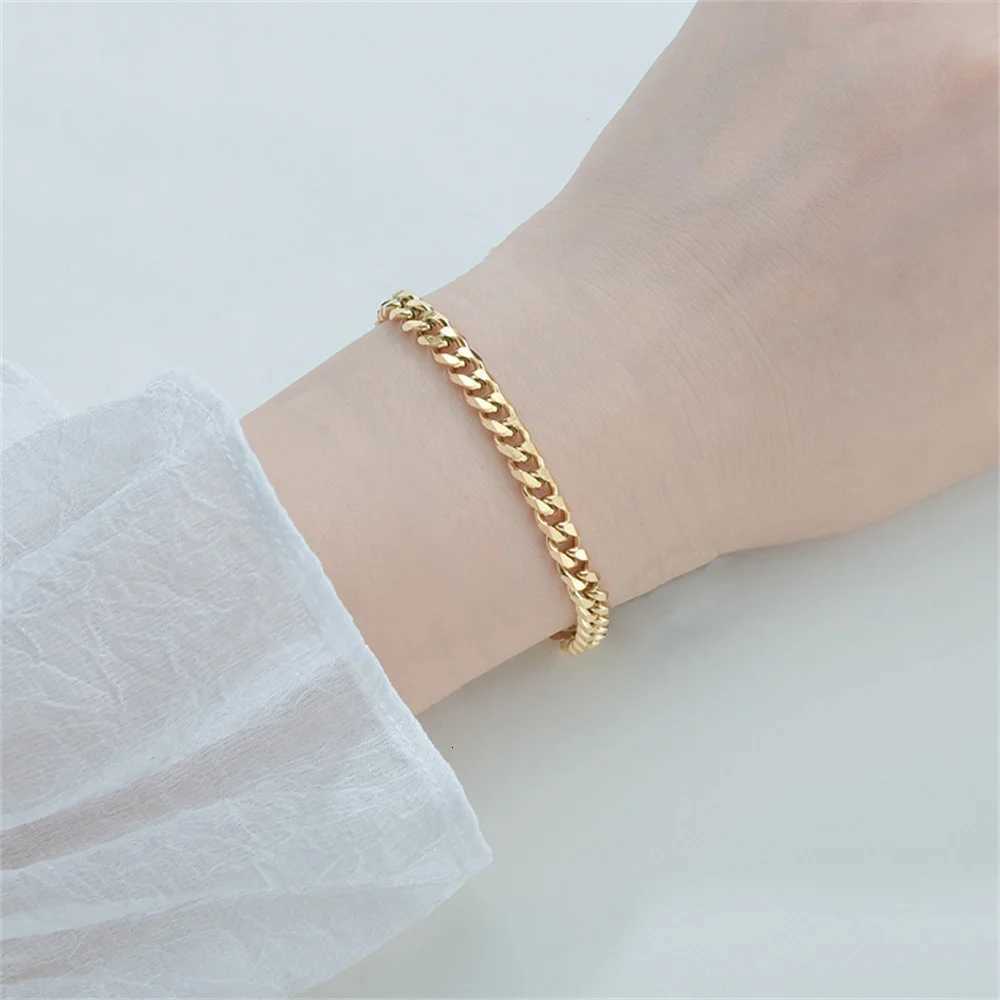 Punk Fashion 4mm Miami Curb Cuban Chain Link Bracelet Gold Silver Color Stainless Steel Hand Chain for Men Women Jewelry Gift W250904