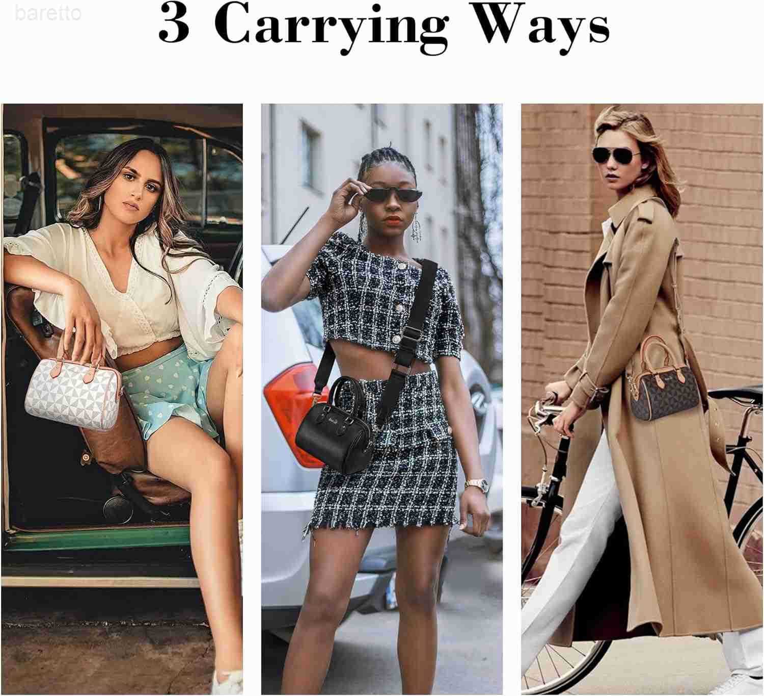 Barrel Bag for Women Top Handle Satchel Shoulder Boston Bags Crossbody Purse Handbag with Detachable Long Strap M250903