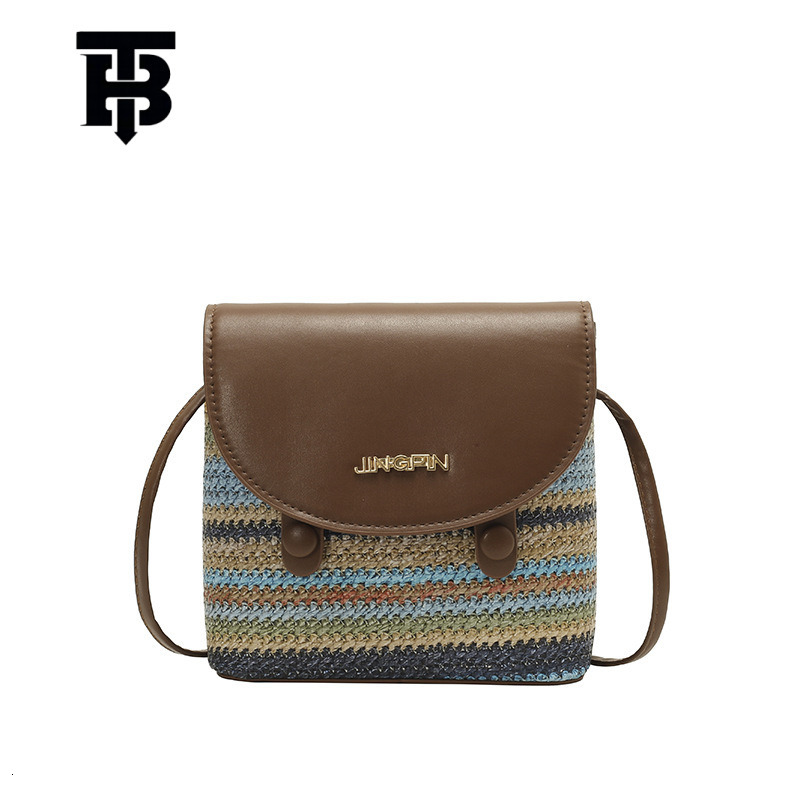 TB BHULAMTE Wholesale Straw Designer S Bag Woven Small Square Bag For Women, Foreign Trade Autumn New Color-block Light Luxury Shoulder Bag Celebrity 