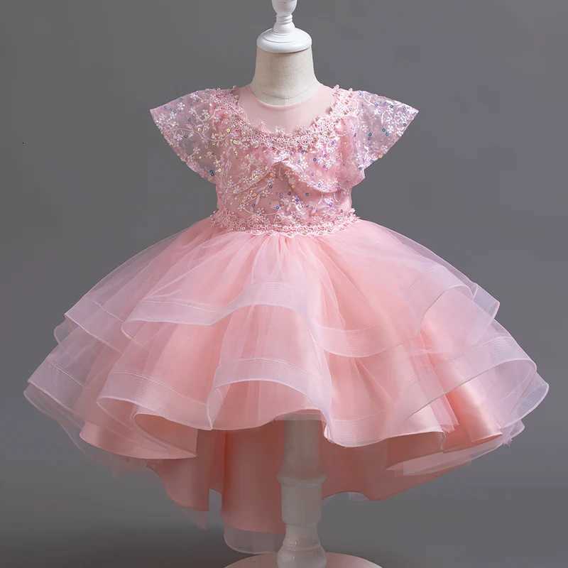T245 Girls Clothing Princess Dress Girl Wedding Dress Kids Baby Evening Trailing Dress Z250904