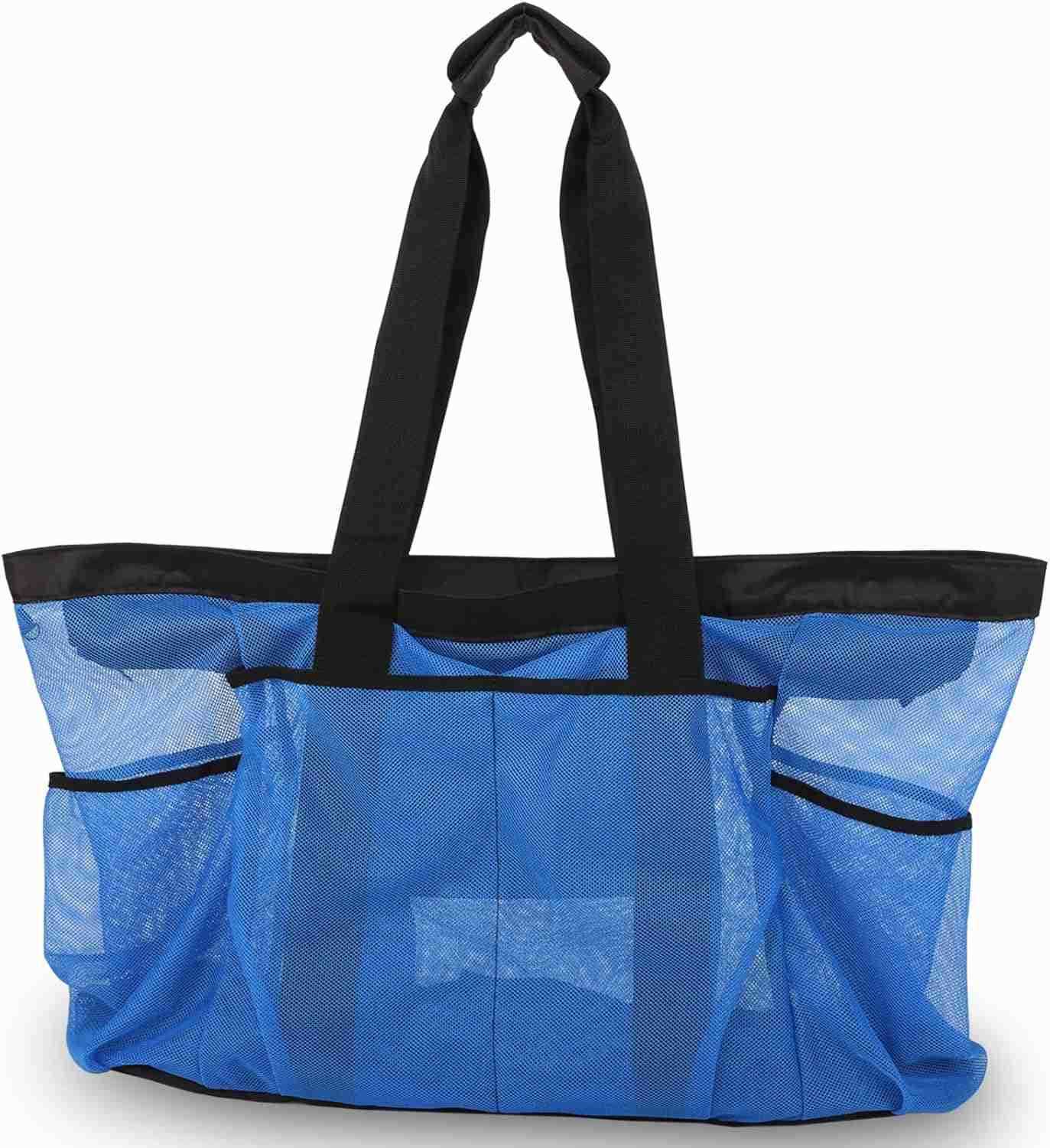 Large Beach Bag Mesh Tote with Zipper and Pockets Ideal for Your Family CruiseBeach Vacation EssentialsW250904