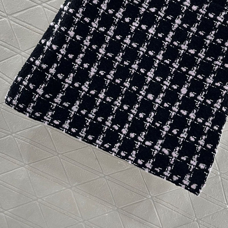 Luxury Retro Ladies Black Tweed Mini Skirt Trendy Classic High Waist A-Line Bodycon Style Skirt Party Elegant Chic Luxury Clothing S0911